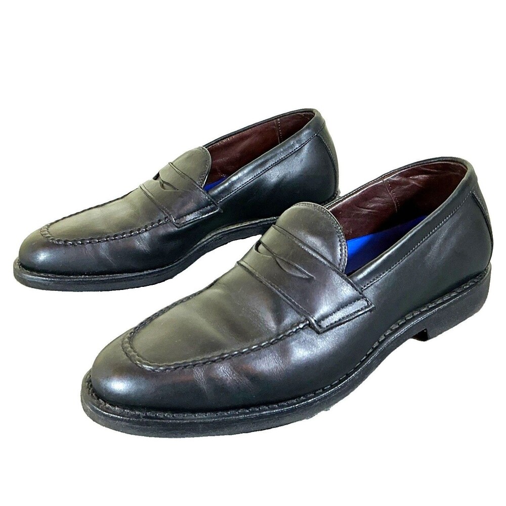 Allen Edmonds Black Leather Penny Loafers Almond Toe 7.5 E Mens Road Warrior